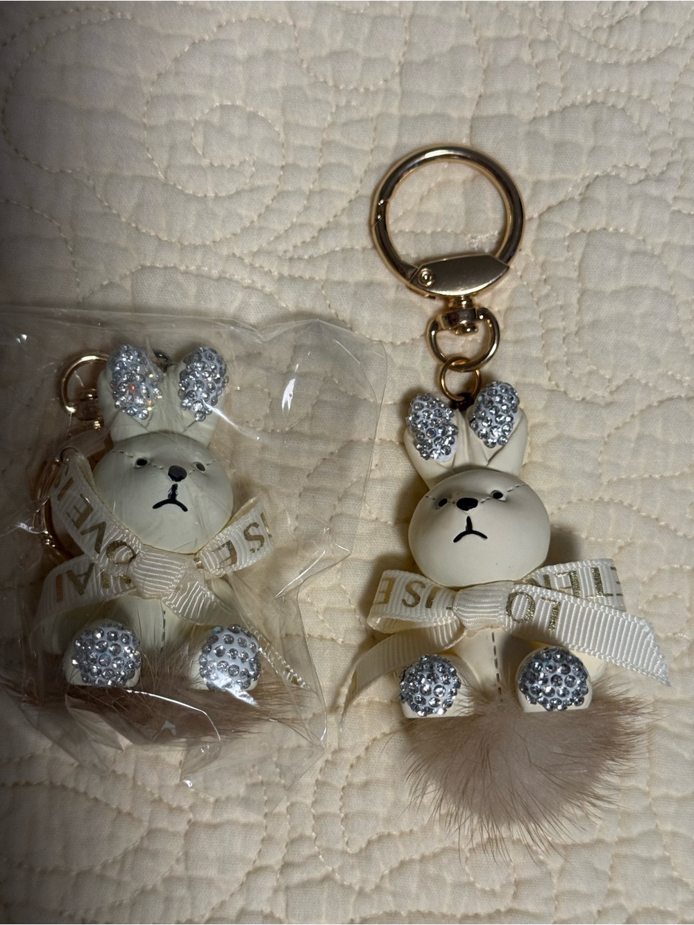 Bag Charm/Key Chain Pink Bunny with Sparkle Ear & Paw Accent! 🌸🐰 - Picture 5 of 8